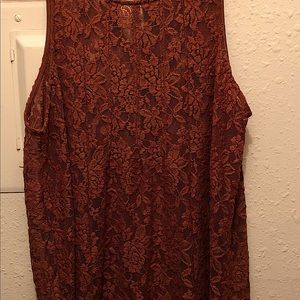 Mudd Rust Lace Tank Top, XL, NWOT